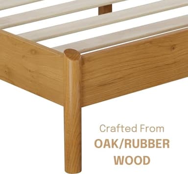 NTC Gem Wooden Bed Frame with Headboard and Natural Rattan, Solid Oak/Rubber Wood Foundation with Silent Slats, 1000 Lb Capacity, Effortless Assembly (Natural Cane - Rustic Oak, Queen) - Image 5