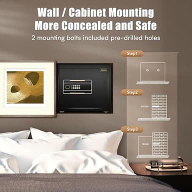 ADIMO Home Safe Box, 1.2 Cubic Feet Security Safe with Fireproof Waterproof Money Bag, Digital Keypad and Dual Key System, Personal Lock Money Box for Home Office Valuable Document Black - Image 6