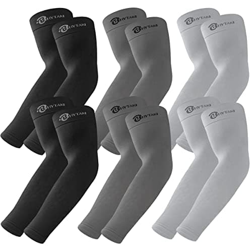BHYTAKI 6 Pairs UV Sun Protection Arm Sleeves, UPF 50 Sports Cooling Arm Compression Sleeves for Men Women Teenager - Image 1
