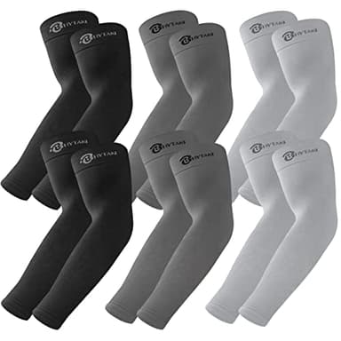 BHYTAKI 6 Pairs UV Sun Protection Arm Sleeves, UPF 50 Sports Cooling Arm Compression Sleeves for Men Women Teenager - Image 1