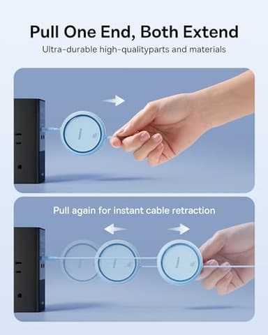 Baseus USB C to USB C Cable, 100W Retractable USB C 5A Fast Charging Cable, 4-Stage Length Preset USB Type C Charger Cord for iPhone 16 15 Pro Plus Pro Max, MacBook, iPad, Samsung S24/S23+ (3.3ft) - Image 3