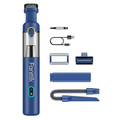 Fanttik Slim V8 Mate Cordless Car Vacuum Suction Power 12000Pa, Portable Mini Vacuum with Flexible Hose and Pet Brush, Type-C Charge, Portable for Car, Office Desk, Keyboards, Blue - Image 1