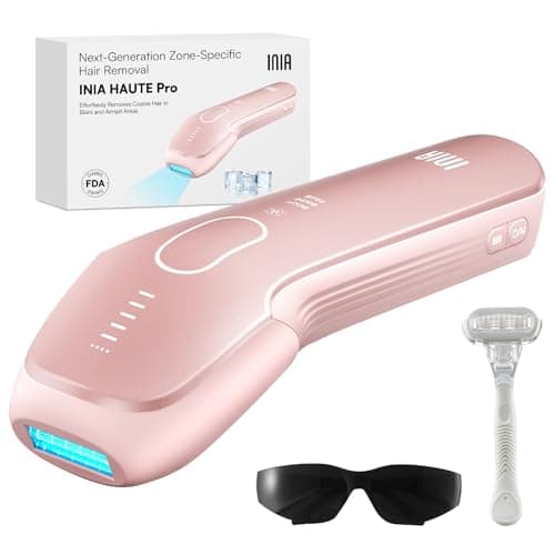 INIA Laser Hair Removal with Ice-Cooling Care for Women and Men, HAUTE Pro Painless at-Home IPL Hair Remover for Coarse Hair in Bikini All Body Areas, Latest Generation for Effective Results (Pink) - Image 1