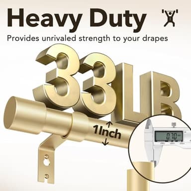 IFELS Heavy Duty Curtain Rods for Windows 66 to 120 Inch, 1 Inch Gold Curtain Rod, Adjustable Decorative Long Curtains Rods with Easy Installation and Modern Design (A2,Gold,30"-120") - Image 6