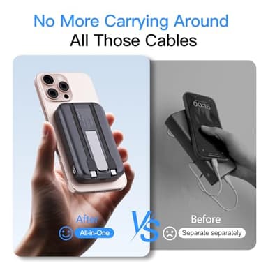 VTIAEK 2025 Latest Portable Charger, 16800mAh Magnetic Wireless Power Bank with 2 Built in Cables, LED Display Battery Pack Travel Essentials for iPhone 16/15/14/13/12/Pro/Mini/Pro Max Andriod - Image 5