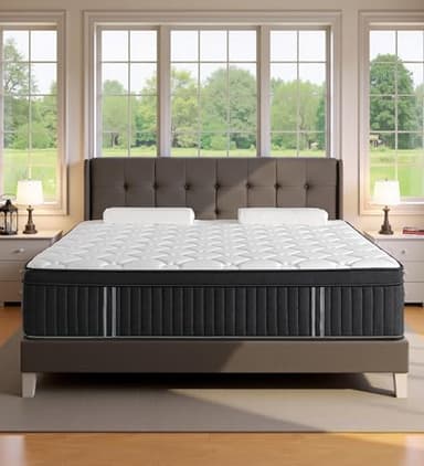 Huyamy Queen Mattresses,14 Inch Queen Size Mattresses in a Box,Memory Foam Hybrid White & Black Mattress with Provide Support and Improve Sleep,Pressure Relief,Medium Firm - Image 7