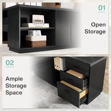Tribesigns L-Shaped Executive Desk, 78-Inch Modern Office Desk with Drawers and Lateral File Cabinet, Large Computer Desk with Storage Shelves, Workstation for Home Office (Grey + Black) - Image 6