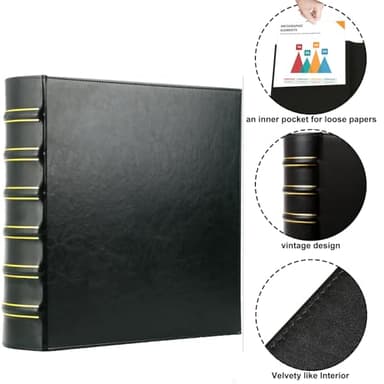 LETVPVOW Vintage Hardback 3 Ring Binder 2 Inch, Professional Leather Binders 2 Inch D Ring, Holds 400 Sheets Capacity 2 Pack - Dark Green - Image 3