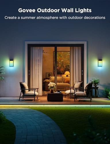 Govee Outdoor Wall Light, 1500LM Smart RGBIC Porch Lights Outdoor with 45 Scene Modes, IP65 Waterproof for Outdoor Decor, DIY Lighting Effects, Works with Alexa, Google Assistant and Matter, 2 Pack - Image 3