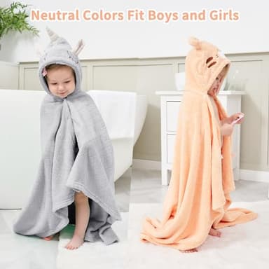 FUBANRAY Toddler Bath Towel Hooded Kids Towels Baby Bath Towels for Boy Girl 0-5 Year, 2-Pack Thick Absorbent Toddler Towels with Hood Kids Bath Towel, Large 50''x32'' Baby Hooded Towel for Kids - Image 6