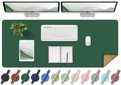 Large Desk Pad, 47.2'' x 23.6'', Office Desk Mat, Computer Mat for Desk, Leather Desk Pad Protector, Sewing Desk Blotter, Desktop Writing Pad for Office/Home/Decor Dark Green - Image 1