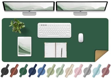 Large Desk Pad, 47.2'' x 23.6'', Office Desk Mat, Computer Mat for Desk, Leather Desk Pad Protector, Sewing Desk Blotter, Desktop Writing Pad for Office/Home/Decor Dark Green - Image 1
