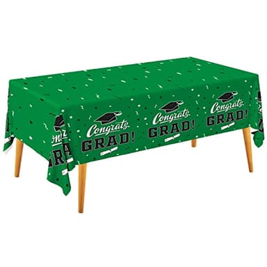 Graduation Party Decorations, Gongrats Grad Tablecover for Graduation Party Supplies, 3 pcs Green Table Cloths, 54"x108" - Image 1