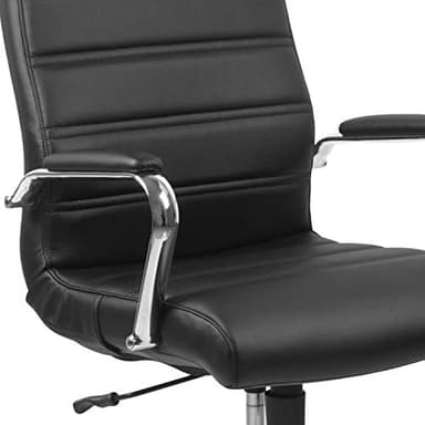 Flash Furniture Whitney High-Back Swivel LeatherSoft Desk Chair with Padded Seat and Armrests, Adjustable Height Padded Office Chair, Black/Chrome - Image 9