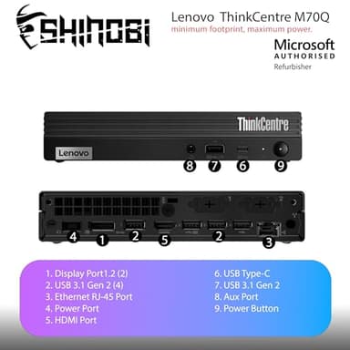 Lenovo ThinkCentre M70Q Gen 2 Mini PC | Intel Core i5-11500T | 32GB RAM | 1TB NVME | Wi-Fi+ BT | Windows 11 Pro | Mini Desktop Computer (Renewed) (32GB RAM + 1TB NVME) - Image 4