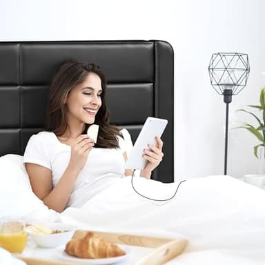 Yaheetech Full Size Bed Frame with 2 USB Charging Stations/Port for Type A&Type C/3 Storage Drawers, Leather Upholstered Platform Bed with Headboard/Solid Wood Slat Support/No Box Spring Needed/Black - Image 9