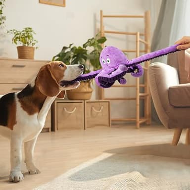 Dog Toys for Large Breed, Octopus Squeaky Funny Cute Interactive Medium & Small Dog Toys, Stuffed Plush Animals Puppy Toys, Dog Birthday for Dog Presents - Octopus - Image 4