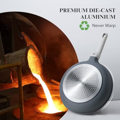 PRICUSIS Nonstick Ceramic Frying Pan with Lid, Non Toxic Skillet, Healthy Egg Pan Nonstick Omelet Pan Chef's Pan, PTFE PFOA & PFAS Free, Induction Compatible (8Inch W/L) - Image 4