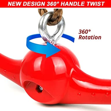 Ninja-Twister Swing Spins Set: Slackline Attachments - 360° Handle Twist-Spin Flips Toy Activate Ninja Powers Warrior Accessories Kids Hang Toys for Playground Backyard, Red - Image 2