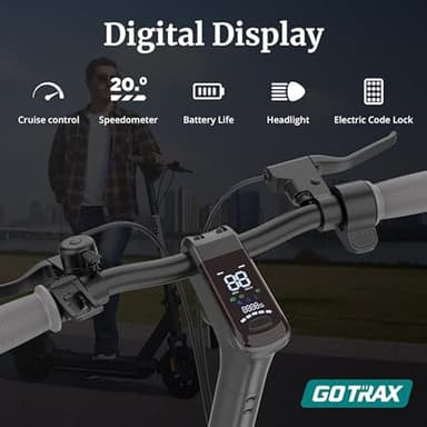 Gotrax Eclipse Ultra Saddle Electric Scooter, 20MPH, 28Miles, Adjustable Handlebar Height, Foldable, Detachable Seat, Cruise Control, Dual Suspension, LED Display, One-step Folding - Image 7