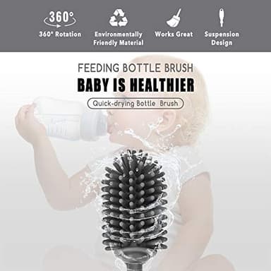 Silicone Bottle Cleaning Brush with Long Handle, 12.5" Water Bottle Cleaner for Baby Bottles, Hydro Flask, Sports Bottle, Vase, Glassware, Perfect for Smaller Diameter Bottle Openings (One Pack) - Image 2