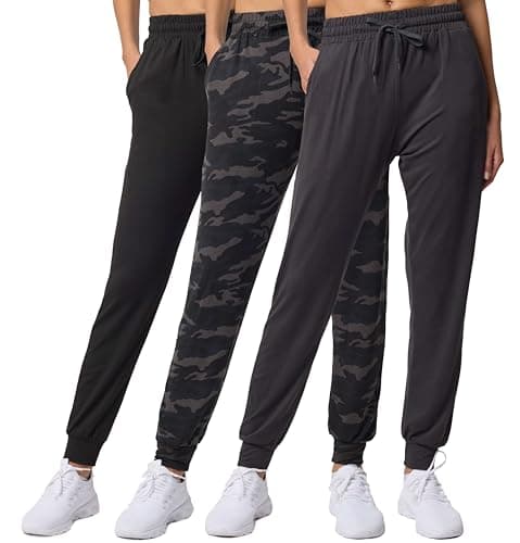 Real Essentials Women's Lounge Jogger Soft Teen Sleepwear Pajamas Fashion Loungewear Yoga Pant Active Athletic Track Running Workout Casual wear Ladies Yoga Sweatpants Pockets, Set 5, XL, Pack of 3 - Image 1
