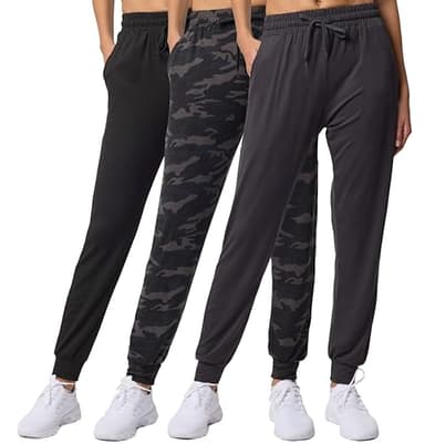 Real Essentials Women's Lounge Jogger Soft Teen Sleepwear Pajamas Fashion Loungewear Yoga Pant Active Athletic Track Running Workout Casual wear Ladies Yoga Sweatpants Pockets, Set 5, XL, Pack of 3 - Image 1