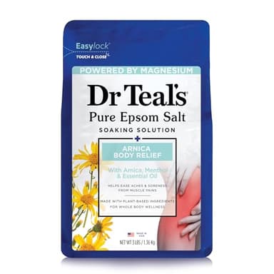 Dr Teal's Epsom Salt Magnesium Soak, Arnica Body Relief with Arnica, Menthol & Essential Oils, 3 lbs - Image 1