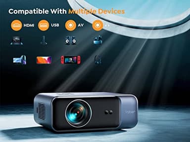 [Auto Focus/4K Support] Projector with WiFi 6 and Bluetooth 5.2, YABER Pro V9 Native 1080P Outdoor Movie Projector, Auto 6D Keystone & 50% Zoom, Home Theater Projector for Phone/TV Stick/PC - Image 5