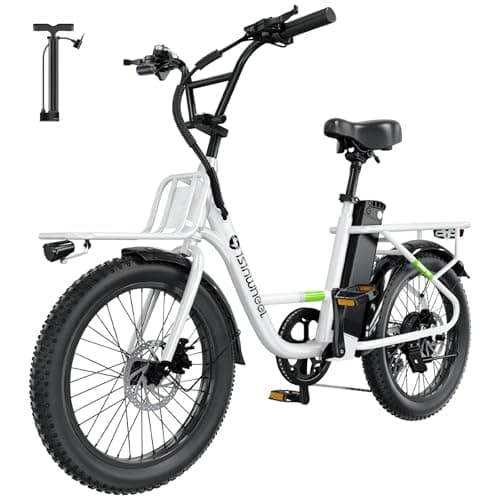 isinwheel U7 Electric Bike for Adults, 750W Peak 20 mph Cargo Ebike Adult Electric Bicycles 55 Miles Range E Bike, 48V 10.4Ah Removable Battery, 7 Speed Gearshift, 20" Step Thru Ebikes for Adults - Image 1