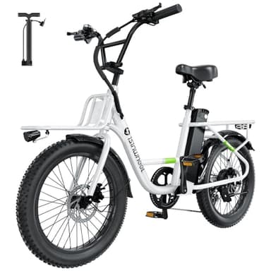 isinwheel U7 Electric Bike for Adults, 750W Peak 20 mph Cargo Ebike Adult Electric Bicycles 55 Miles Range E Bike, 48V 10.4Ah Removable Battery, 7 Speed Gearshift, 20" Step Thru Ebikes for Adults - Image 1