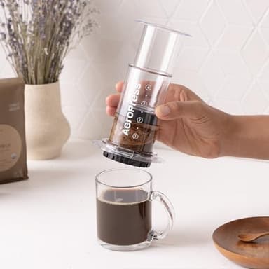 AeroPress Clear Coffee Press - All-in-One French Press, Pour-Over & Espresso Style Manual Brewer, 2 Min Brew for Less Bitterness, More Flavor, Small Portable Coffee Maker, Travel & Camping - Image 5