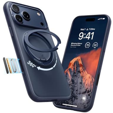 TORRAS 360 Magnetic Stand for iPhone 17 Pro Max Case, [Fit for MagSafe] [4X Military-Grade Protection] Slim Case for iPhone 17 Pro Max, 6.9", Translucent Deep Blue, Ostand O3 Fitness Series - Image 1