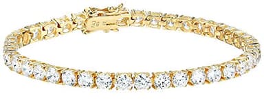 Amazon Essentials Yellow 18K Gold Plated Sterling Silver Round Cut Cubic Zirconia Tennis Bracelet (4mm), 7" (previously Amazon Collection) - Image 1