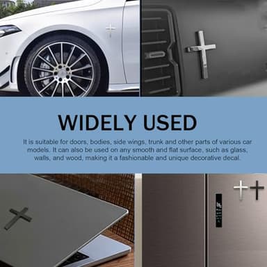 Ferianl Metal Cross Badge Decal, 2.5"×1.8" Alloy 3D Cross Auto Decal, Self-Adhesive Metal Optical Decal Badge for Trunk Rear Fender Side Fender (Silver) - Image 6