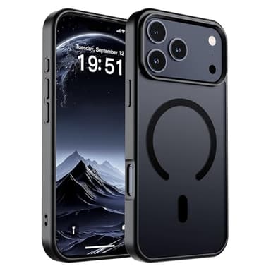 SUPFINE Magnetic for iPhone 17 Pro Max Case (Compatible with MagSafe)(Military Grade Drop Protection) Translucent Matte Shockproof with Anti-Fingerprint Phone Cover 2025,Black - Image 1