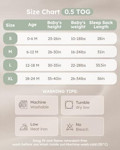 Yoofoss Baby Sleep Sack 18-24 Months Baby Wearable Blanket 100% Organic Cotton 2-Way Zipper TOG 0.5 Toddler Sleeping Sack Lightweight - Image 6