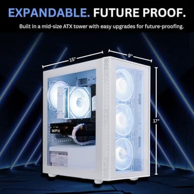 Phantom - Prebuilt Gaming PC Desktop Computer - Intel i7 Xeon 3.5GHz - 16GB RAM - 512GB M.2 SSD WiFi/BT, Win 11 Pro - Gaming Computer Tower, Pre Built PC Gameing - 1 Year Warranty (RX580 - White) - Image 6