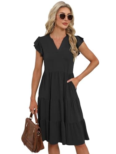 Summer Dresses for Women 2025 Elegant Classy Casual Graduation Plus Size Spring Midi Mother of Bride Boho Maxi Dress Fashion Vacation Seniors Formal Cocktail Clothes Black Large - Image 2