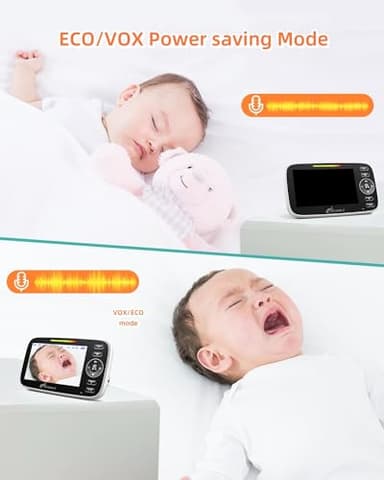 iFamily Split Screen Baby Monitor, Large Display Video Baby Monitor with 2 Cameras and Audio, Long Range, Remote pan tilt, Night Vision, Temperature Sensor, 2 Way Talk, Feeding Clock and lullabies. - Image 5