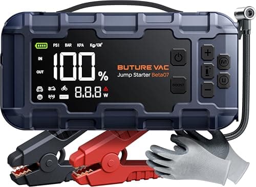10-in-1 Portable Car Battery Jump Starter with Air Compressor 8000A 160PSI 45W Charger, Jump Starter Jump Box (All Gas 14L Diesel), Car Battery Jumper Starter Portable Jumper Cables, Gloves, Lights - Image 1