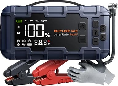 10-in-1 Portable Car Battery Jump Starter with Air Compressor 8000A 160PSI 45W Charger, Jump Starter Jump Box (All Gas 14L Diesel), Car Battery Jumper Starter Portable Jumper Cables, Gloves, Lights - Image 1