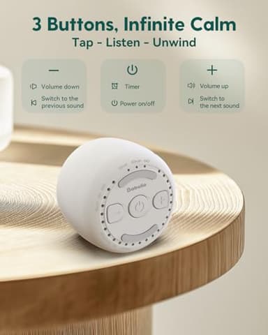 Babelio White Noise Sound Machine for Adults Kids Baby, Mini, 15 Non-looping Sounds, Timer, Memory Function, Easy to Pocket and Travel White 2 Pack - Image 6