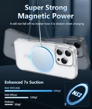 FNTCASE for iPhone 16 Pro-Max Case: Magnetic Military Grade Drop Protection Anti Yellowing Cell Phone Cover - Rugged Shockproof Protective Bumper Transparent Cases - Image 4