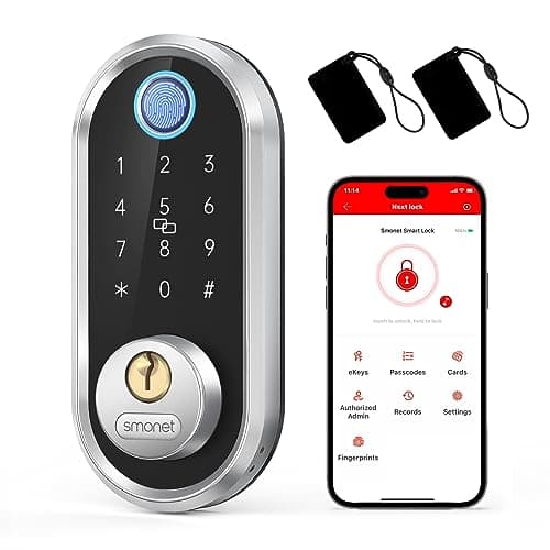 Smart Deadbolt, SMONET Fingerprint Electronic Deadbolt Door Lock with Keypad-Bluetooth Keyless Entry Front Door Digital Keypad App Control, Ekeys Sharing, App Monitoring Auto Lock for Homes and Hotel - Image 1