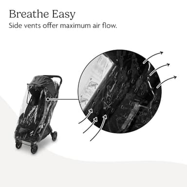 UPPAbaby Minu V3 Rain Shield - Waterproof and Windproof Coverage - Ventilated Design - Quick Attachment - Easy Access to Child - Image 4
