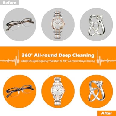 KECOOLKE Ultrasonic Jewelry Cleaning Machine, 750ml Sonic Cleaner with Digital Timer for Eyeglasses, Rings，Silver， Cleaner Solution for Gifts - Image 5