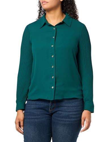 Tommy Hilfiger Women's Suits Long Sleeve Shirt with Pleated Sleeves, Forest, M - Image 1