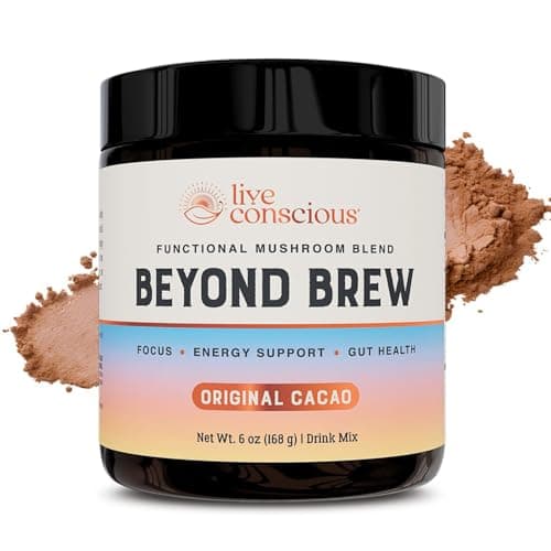 Live Conscious Beyond Brew - Coffee Alternative - Low Caffeine - Mushroom Complex w/Lion’s Mane, Reishi, Cordyceps & Chaga for Sustained Focus, Energy & Immunity - w/Prebiotics & Probiotics - 30 - Image 1