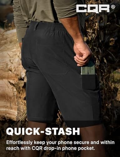 CQR Men's Quick Dry Stretch Hiking Cargo Shorts, Lightweight Water Resistant Tactical Casual, Golf & Outdoor with Pockets, Routine Black, 36W x 10L - Image 6